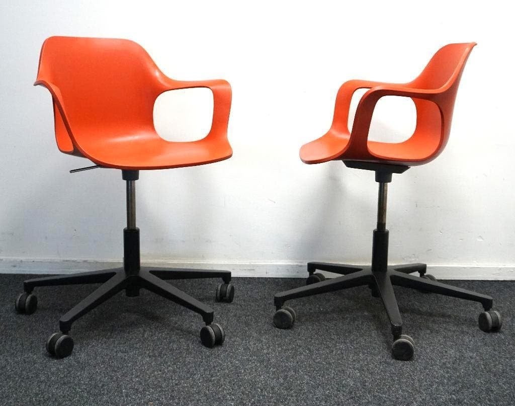 Vitra Hal Armchair Design Stoelen | Verrijdbaar | Rood