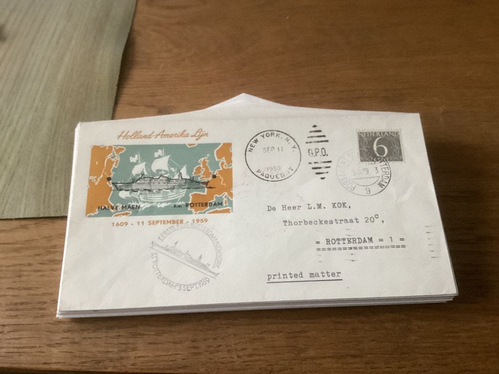 No4561 Holland Amerika lijn 3-9-1959 Heb ook Nederland jaarg, Postzegels en Munten, Ophalen of Verzenden, Onbeschreven, Nederland