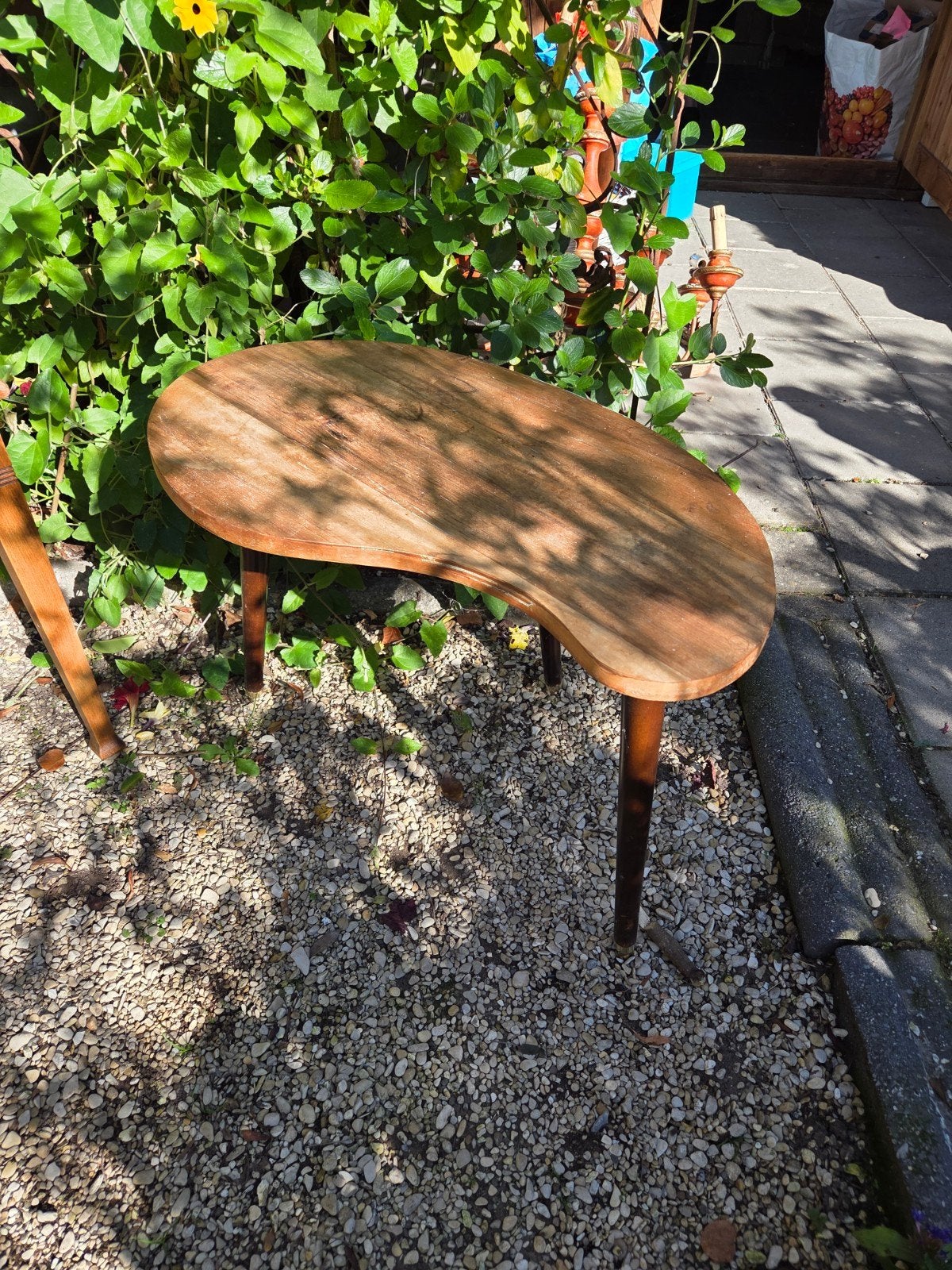Vintage houten bijzettafel - Nier vorm, Ophalen of Verzenden