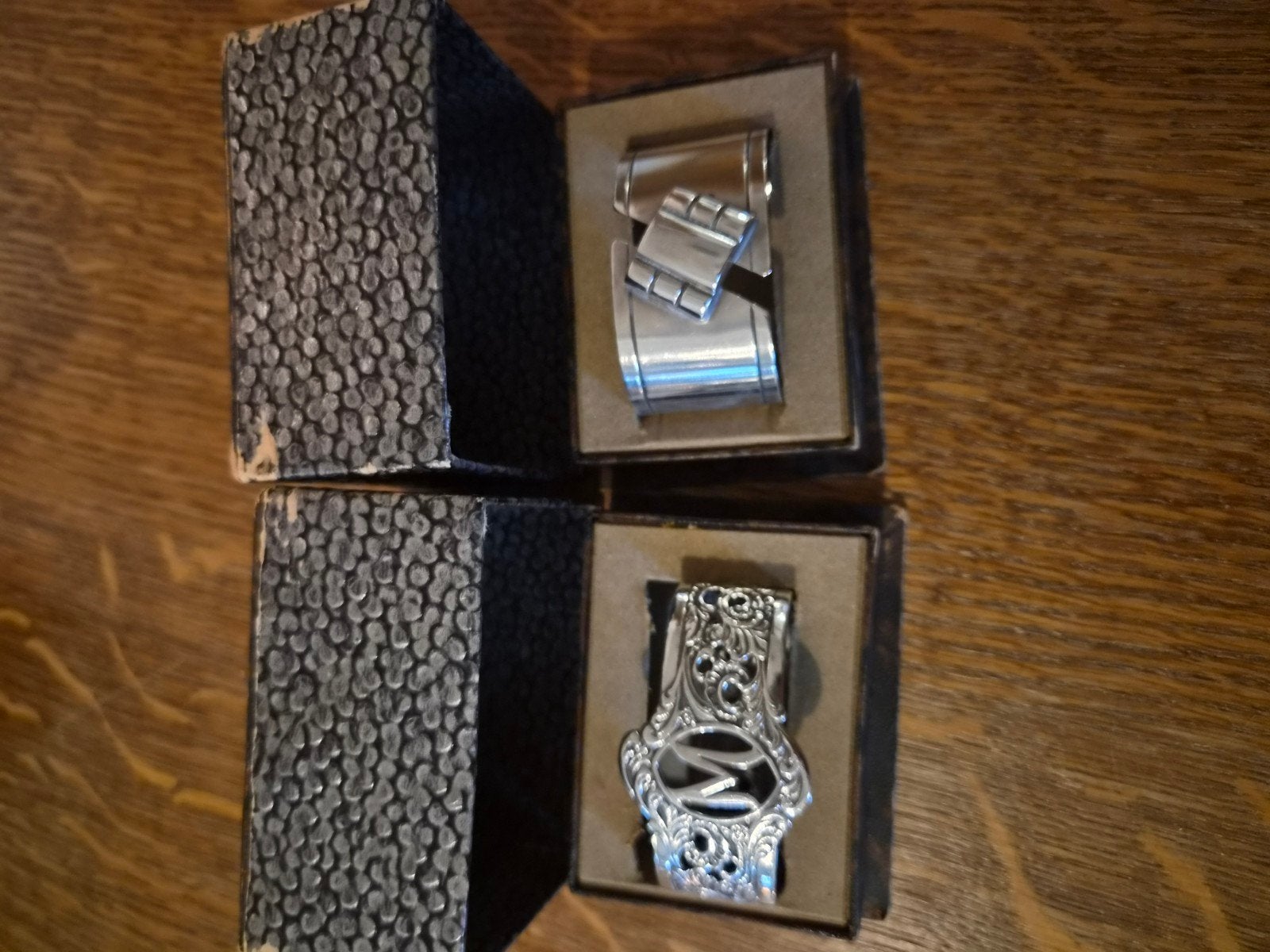 Set van 2 verzilverde servetringen in originele doosjes, Ophalen of Verzenden
