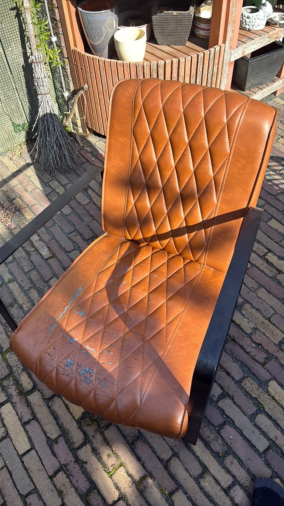 Stalen leuning stoel/sofa, Ophalen, Zo goed als nieuw, Eenpersoons, Minder dan 150 cm