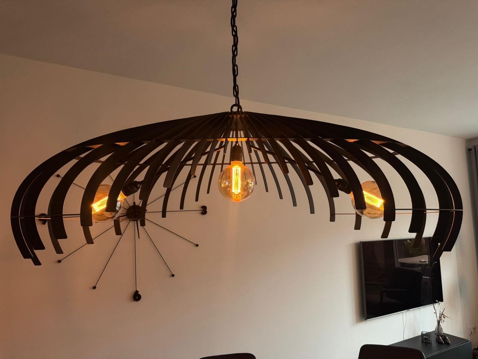 Grote industriële hanglamp met 3 E27 fittingen, Ophalen, Zo goed als nieuw, Metaal, E27 (groot)