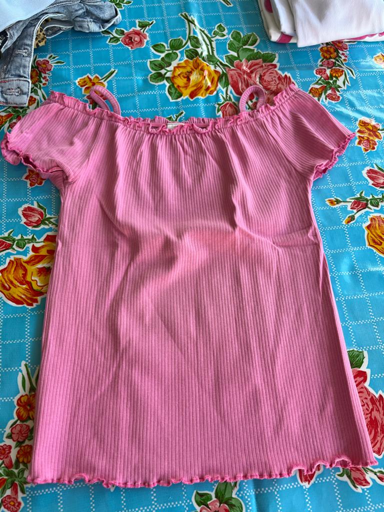 Roze off-shoulder top van HEMA, maat 146/152, Ophalen of Verzenden, Zo goed als nieuw