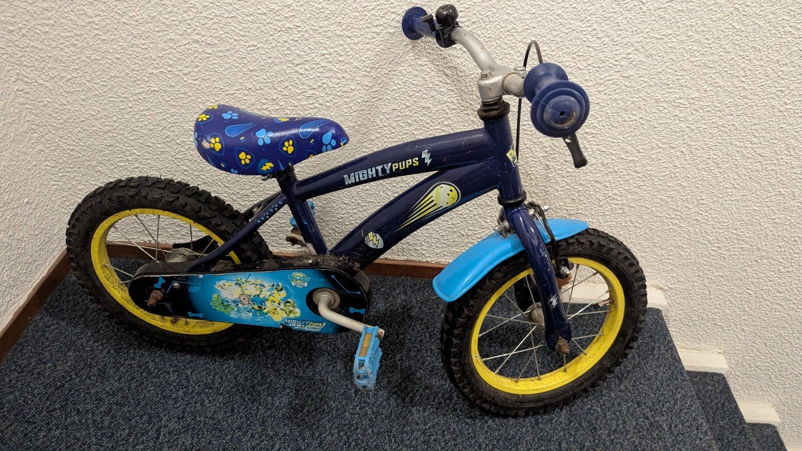 Paw Patrol Kinderfiets - Mighty Pups (14 inch), Ophalen, Gebruikt, Minder dan 16 inch