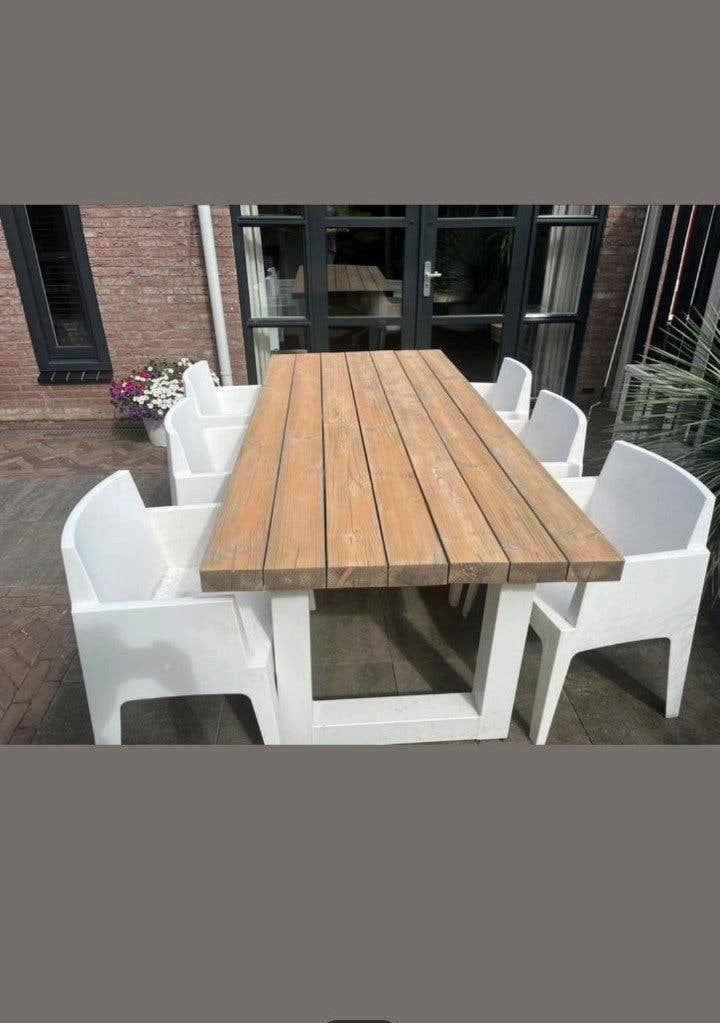 6x box stoel wit incl kussens, Tuin en Terras, Kunststof, Gebruikt, 6 zitplaatsen, Ophalen of Verzenden