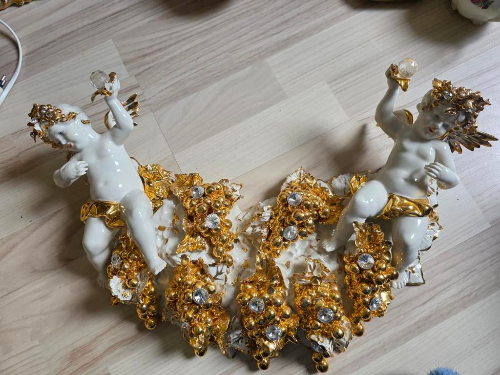 Capodimonte bladgoud swarovski, Antiek en Kunst, Antiek | Porselein, Ophalen of Verzenden