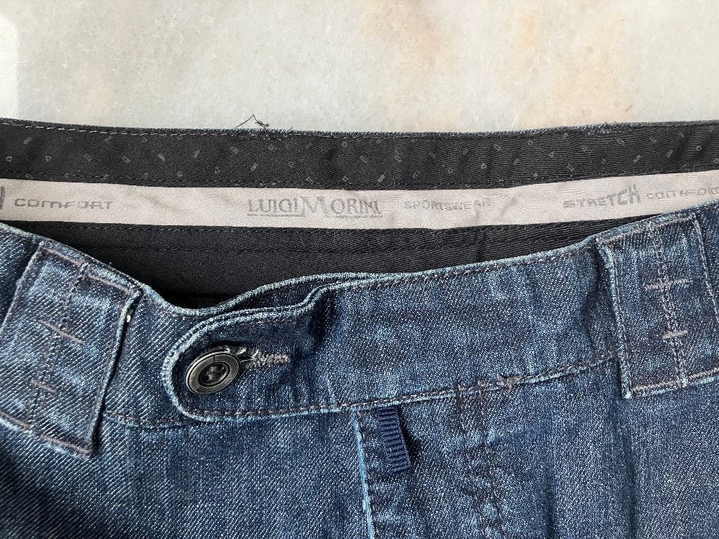 Nieuwe Luigi Morini Spijkerbroek maat 46, Blauw, Nieuw, W32 (confectie 46) of kleiner, Ophalen of Verzenden