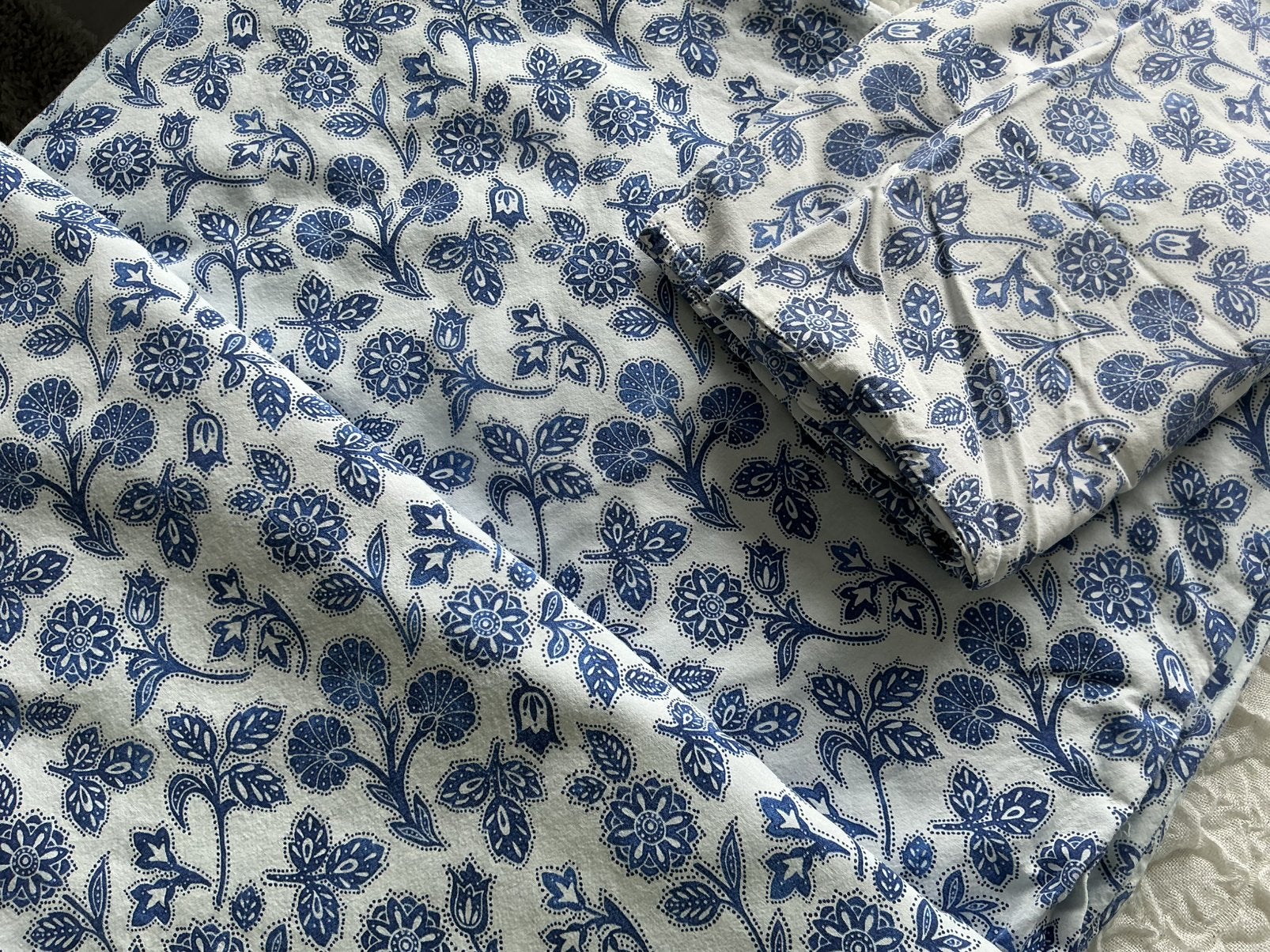 Dekbedovertrek met blauw bloemenpatroon Zara, Gebruikt, Blauw, Dekbedovertrek, Tweepersoons