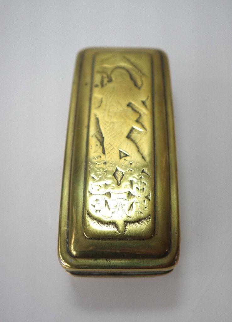 Antieke koperen tabaksdoos, Antiek en Kunst, Ophalen, Koper