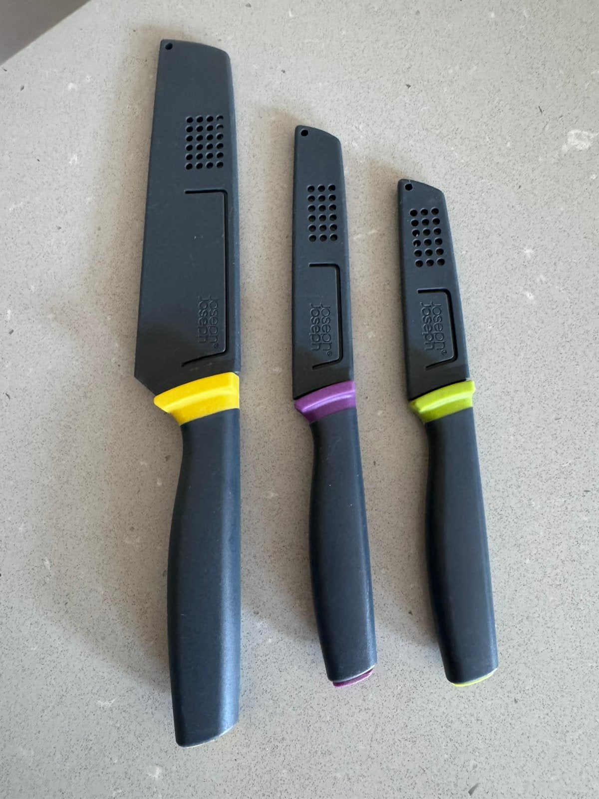 Joseph Joseph Elevate Messenset 3-delig met beschermhoezen, Gebruikt, Los bestek, Rvs of Chroom, Snijmes