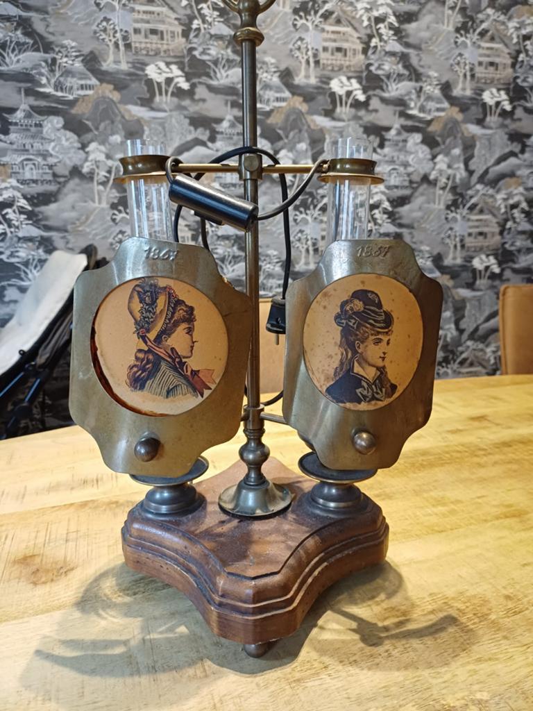 Vintage dubbele lamp., Ophalen of Verzenden