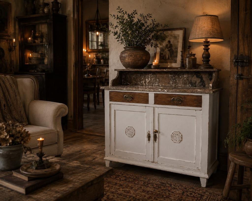 Antieke brocante commode wastafel badkamermeubel babykamer k, Ophalen of Verzenden, 50 tot 75 cm, 100 tot 150 cm