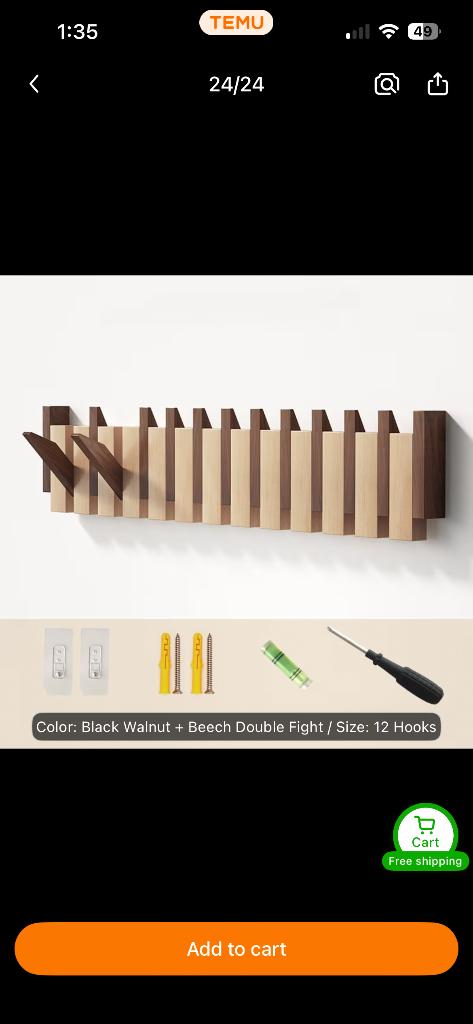 Wall hook, Huis en Inrichting, Woonaccessoires | Kapstokken, Nieuw, Minder dan 100 cm, Hout, Ophalen