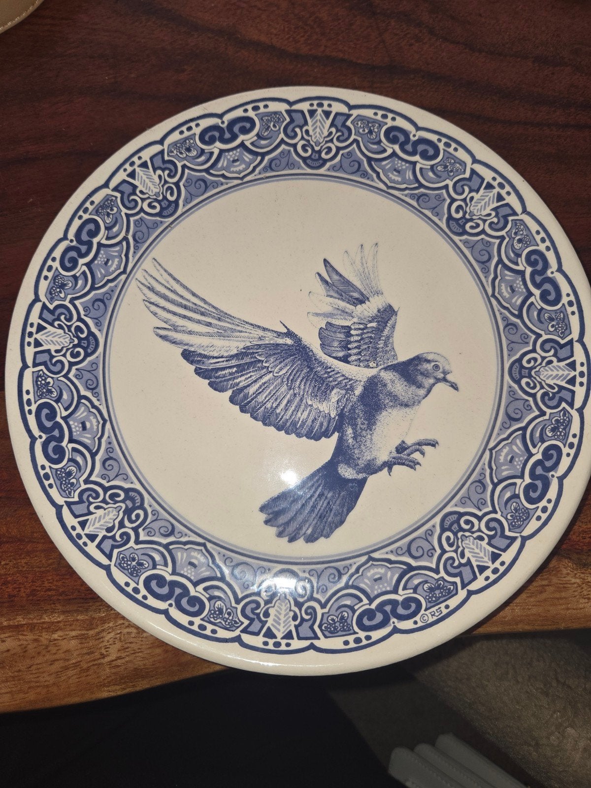Vintage Delfts Blauw wandbord met duif - De Molen Holland, Antiek en Kunst, Antiek | Wandborden en Tegels, Ophalen of Verzenden