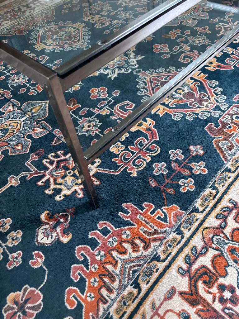 Glazen salontafel met twee glasplaten (120x118x40cm), Huis en Inrichting, Tafels | Salontafels, Ophalen, Gebruikt, 100 tot 150 cm