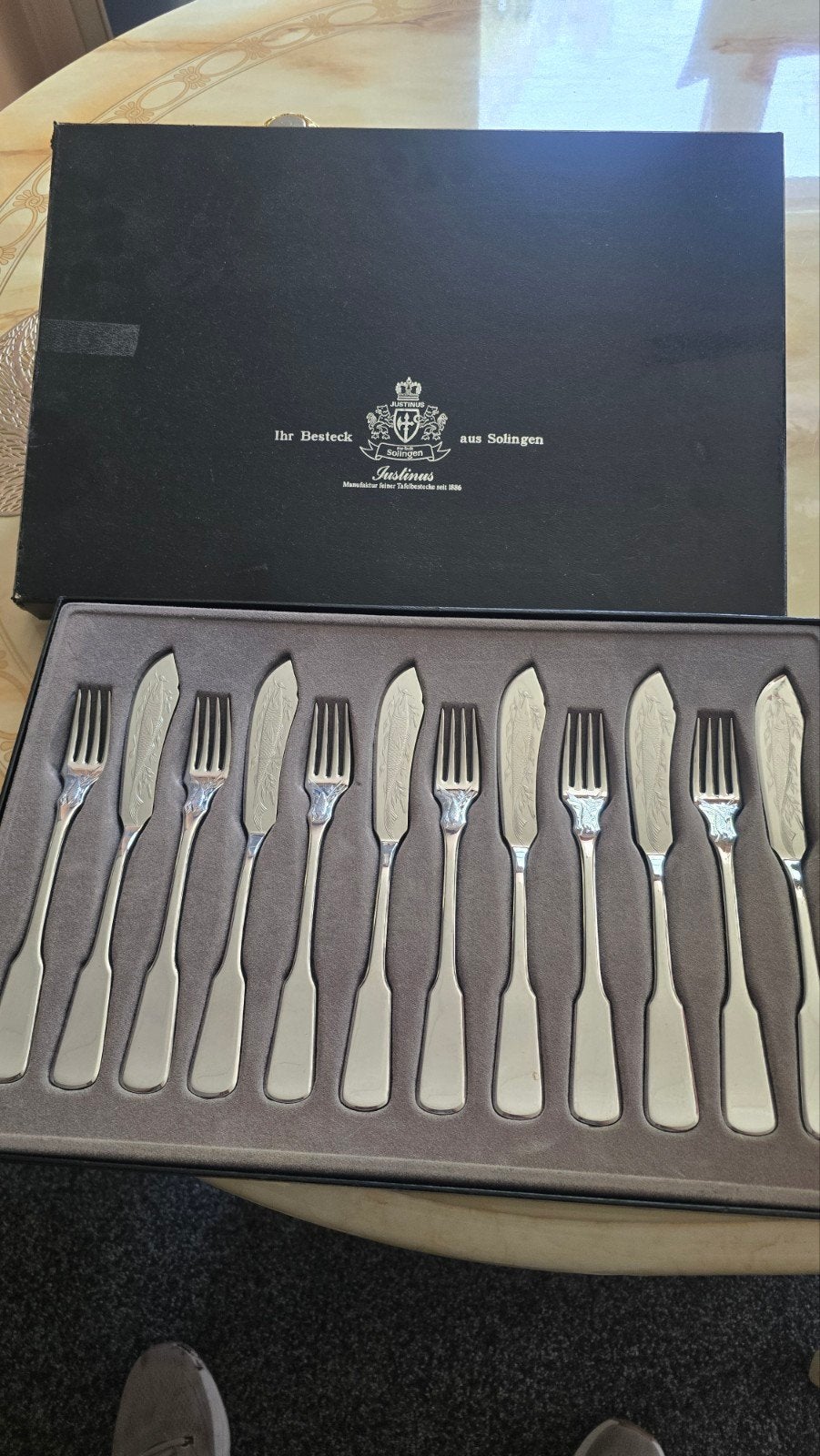 Justinus Solingen Visbestek Set - 12-delig in originele doos, Ophalen of Verzenden