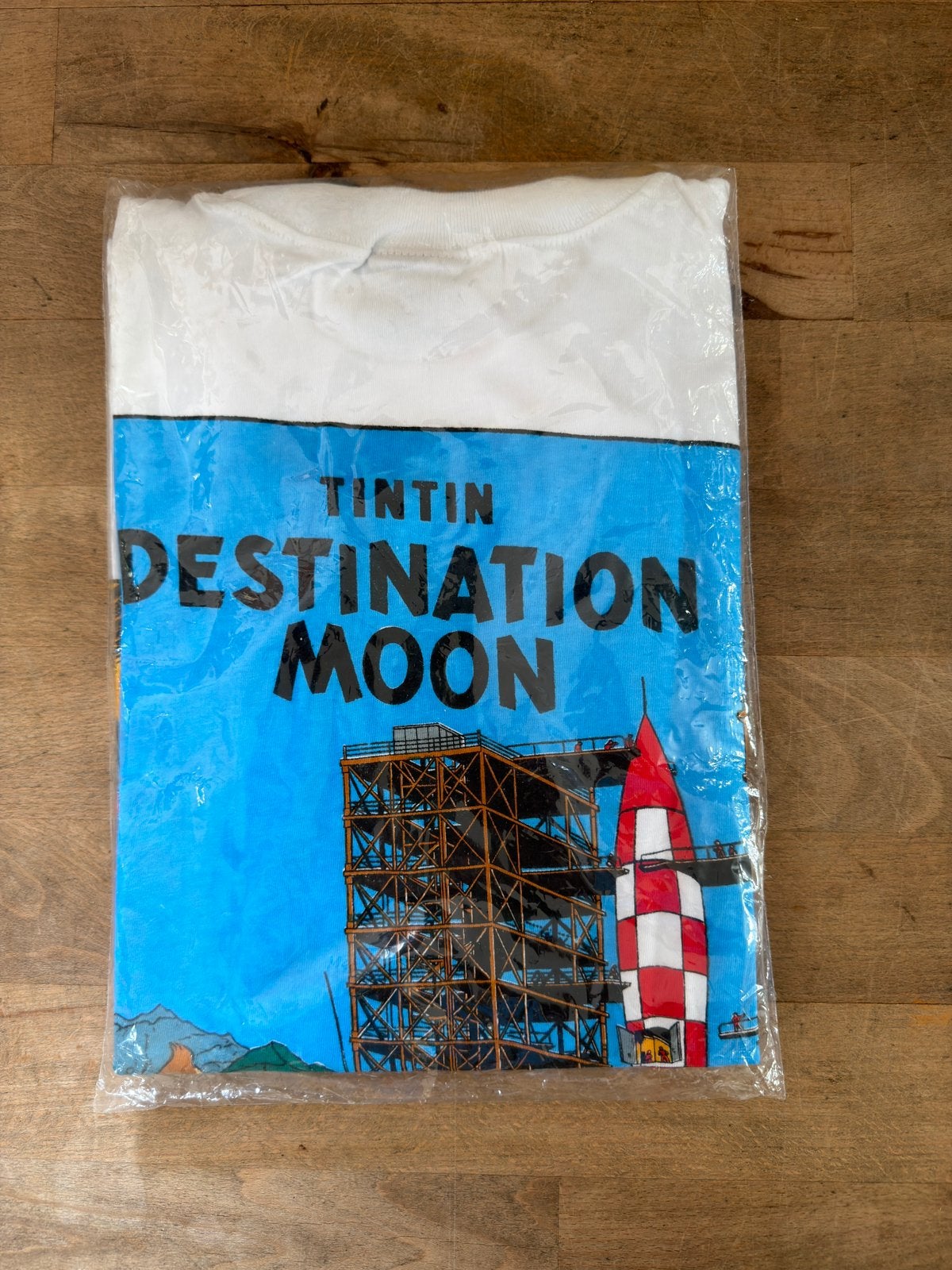 Vintage Kuifje (Tintin) T-shirt – Destination Moon – XL, Ophalen, Nieuw, Maat 56/58 (XL), Wit