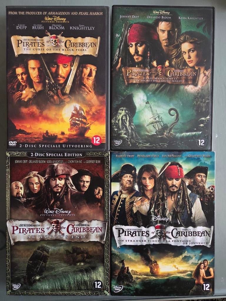 Pirates of the Caribbean DVD's (4 films), Vanaf 12 jaar, Ophalen of Verzenden, Zo goed als nieuw