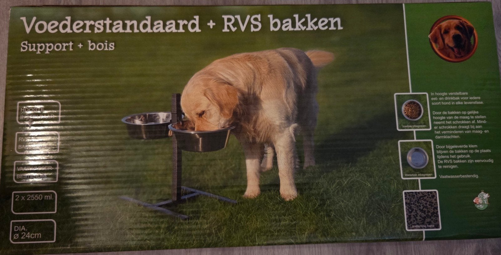 Nieuw in doos! Voederstandaard + rvs bakken, Ophalen of Verzenden, Verstelbaar, Nieuw