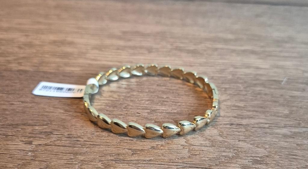 Slavenarmband Hartjes Goud Steel Stainless, Sieraden, Tassen en Uiterlijk, Armbanden, Ophalen of Verzenden, Nieuw, Goud, Goud