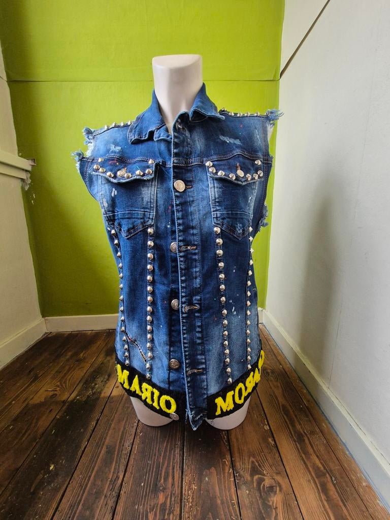 Mario morato denim gilet met studs, Kleding | Heren, Ophalen of Verzenden, Nieuw