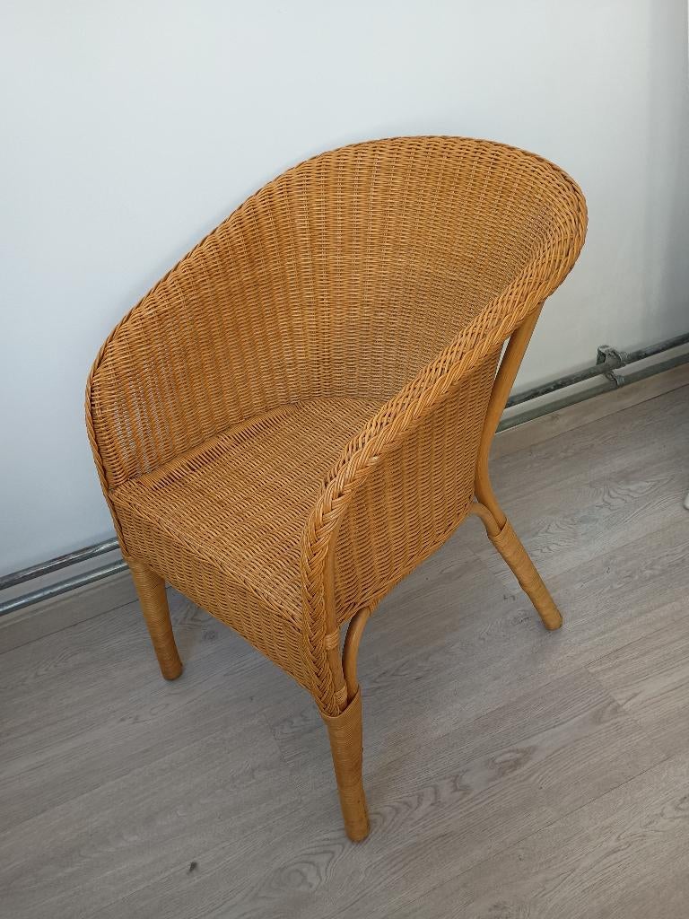 Rieten fauteuil, Ophalen, Gebruikt, 75 tot 100 cm, Hout