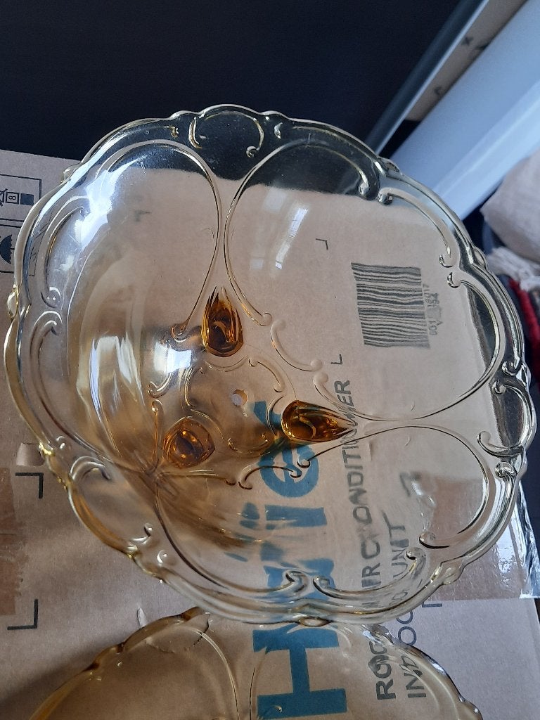 Vintage sierglas schaal met onderbord, Antiek en Kunst, Ophalen of Verzenden