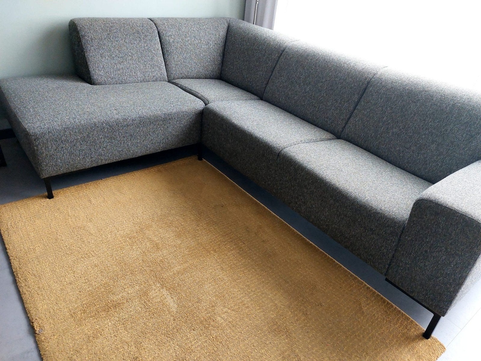 Moderne Hoekbank met Longchair - Grijs Gestoffeerd, Ophalen, Zo goed als nieuw, Stof, Modern