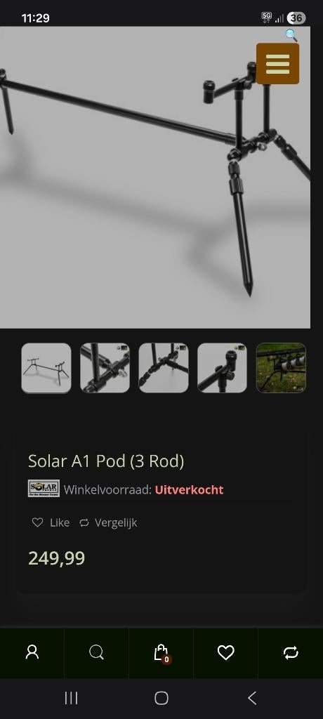 Solar rodpod voor 3 hengels, Ophalen, Zo goed als nieuw, Overige typen
