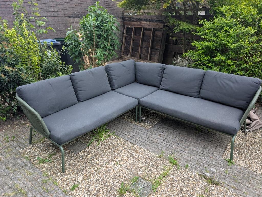 Loungeset 220x220x75cm Karwei Kopenhagen groen met hoes, Tuin en Terras, Tuinsets en Loungesets, Ophalen