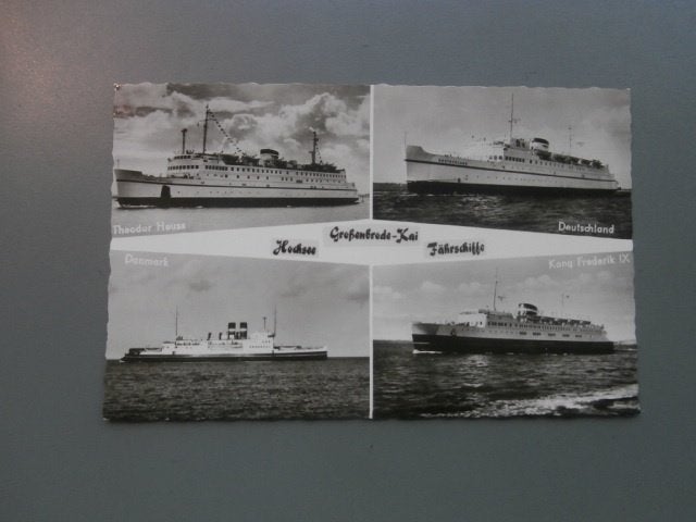Ansicht Kaart Zeeschepen 1960 -Heuss-Danmark-Fredrik-Deutsch, Ophalen of Verzenden, 1940 tot 1960, Ongelopen, Duitsland
