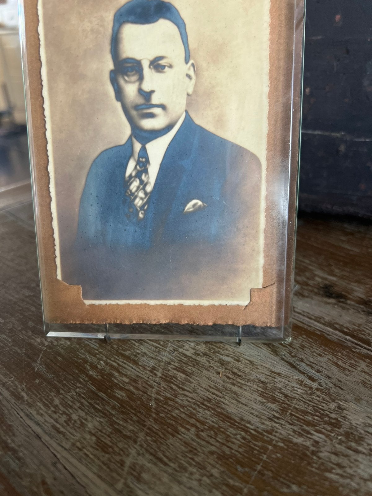MOOI OUD FOTOLIJSTJE VAN GLAS EN METAAL, Antiek en Kunst, Ophalen of Verzenden