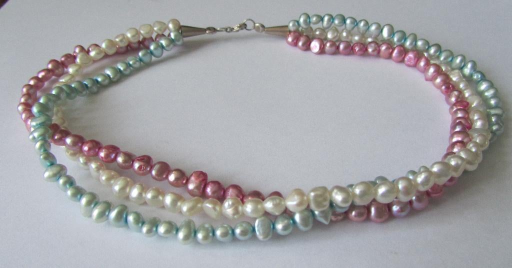 Prachtige ketting/Collier / echte parels / 925 zilveren slot, Ophalen, Zilver, Ketting, Met edelsteen