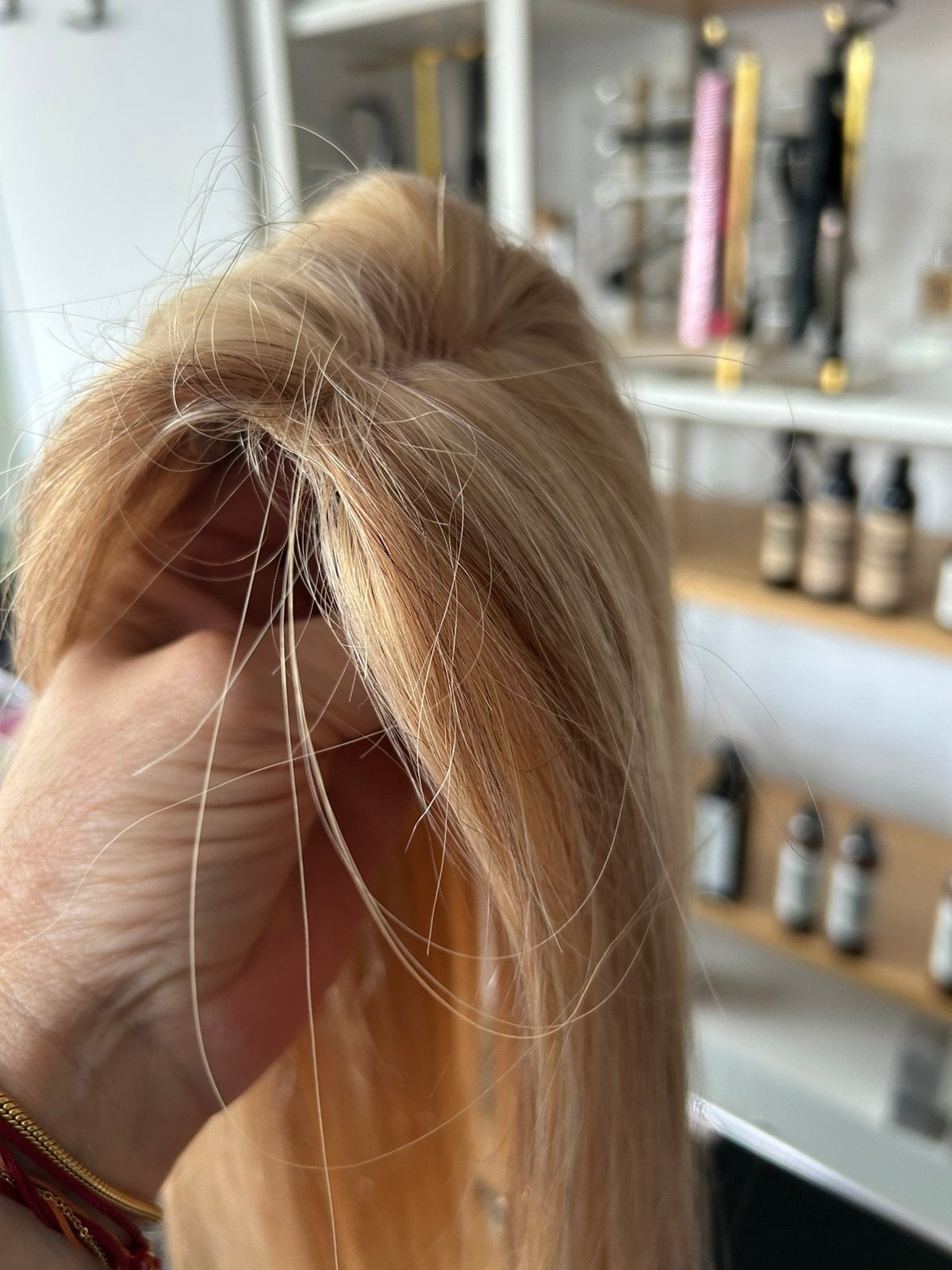 Echthaar Topper Hairtopper Toupet handgeknoopt Enschede €315, Ophalen of Verzenden, Nieuw, Pruik of Haarverlenging