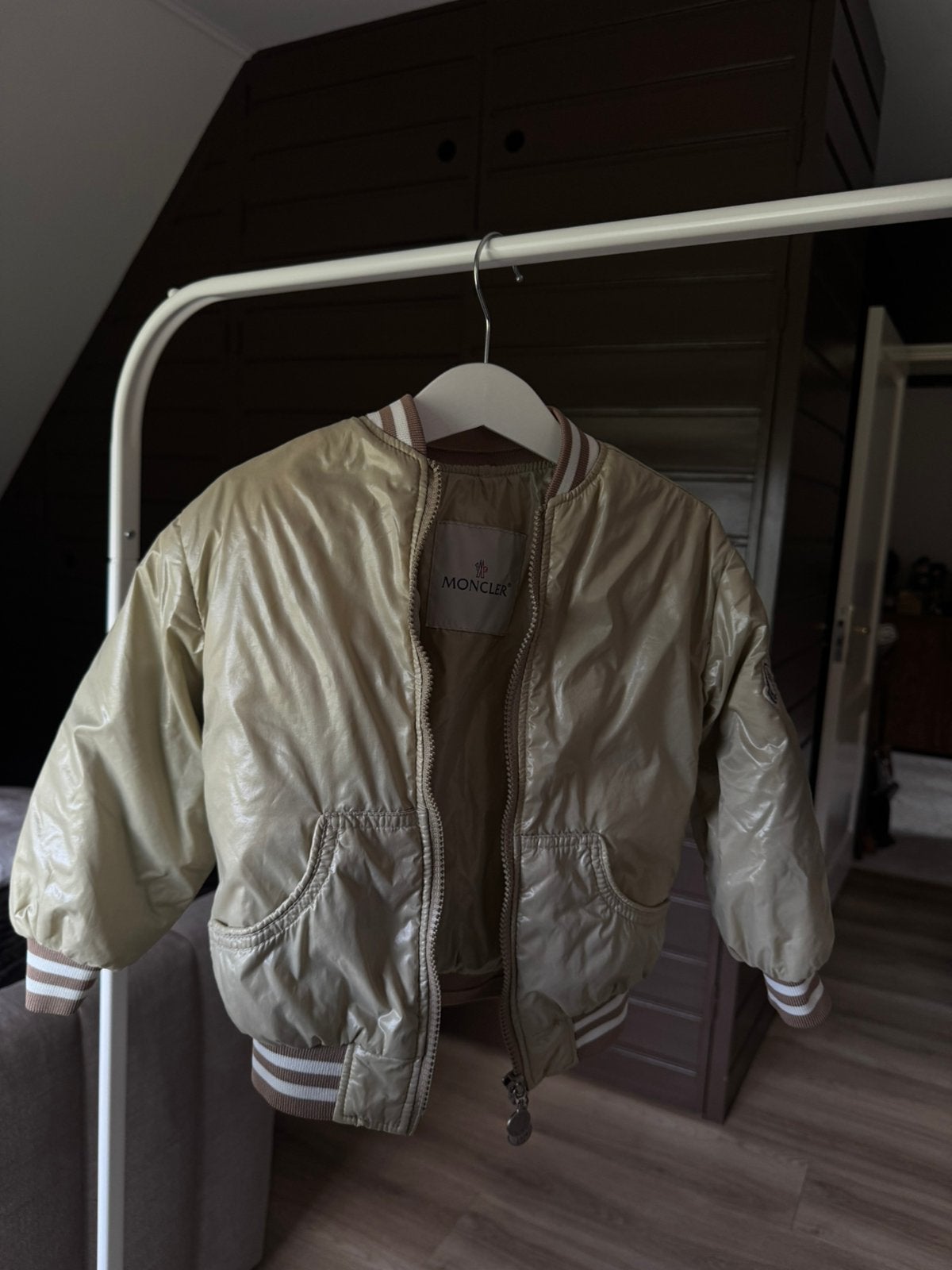 Bomber moncler 9/12M- 74cm, Kleding | Heren, Jassen | Zomer, Ophalen of Verzenden, Zo goed als nieuw, Zwart