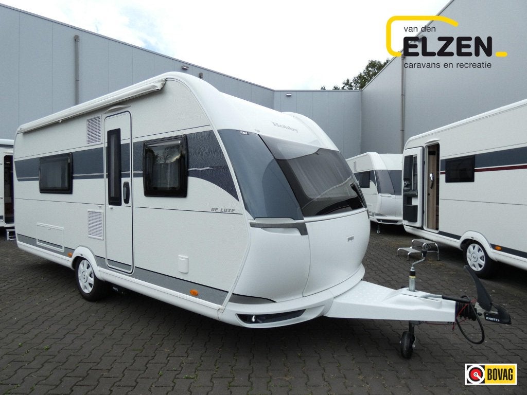 Hobby De Luxe 495 WFB Mover, luifel, badkamer, Caravans en Kamperen, Standaardzit, Schokbreker, Hobby, Bedrijf