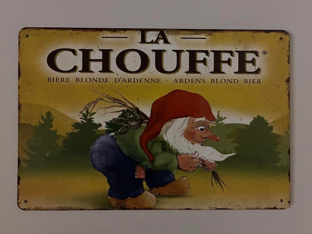 la chouffe Metalen wandbord 20x30 cm - Vintage mancave retro, Verzenden, Nieuw