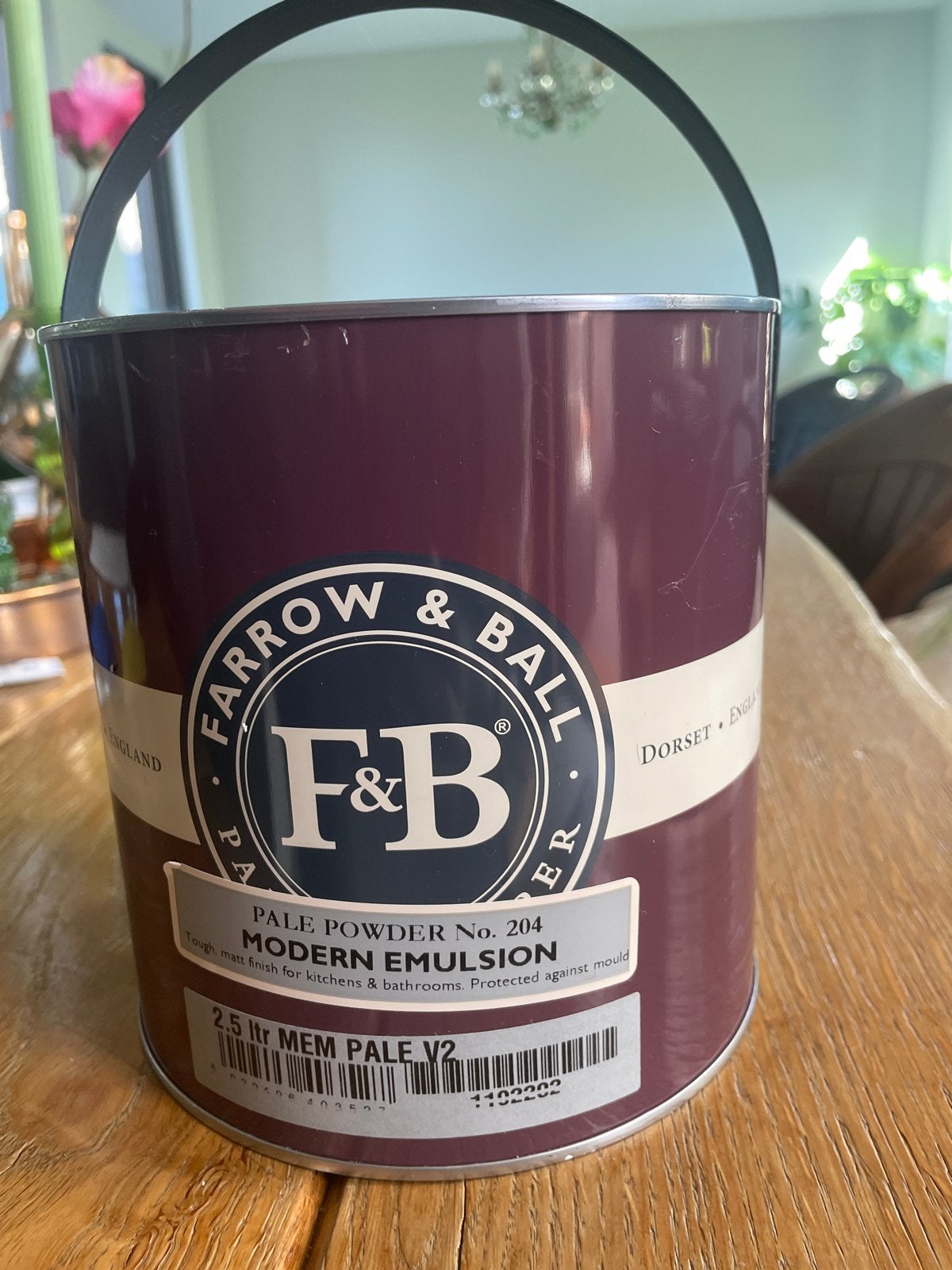 Farrow & Ball Pale Powder No. 204 Moderne Emulsie 2.5L, Overige kleuren, Nieuw, Ophalen of Verzenden, Verf
