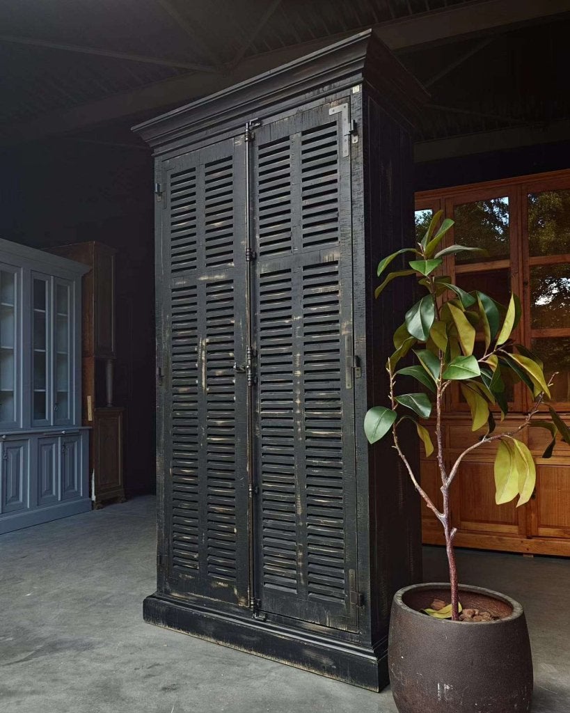 Prachtige stoere louvrekast | Sobere voorraadkast #9085, Metaal, Gebruikt, 100 tot 150 cm, -