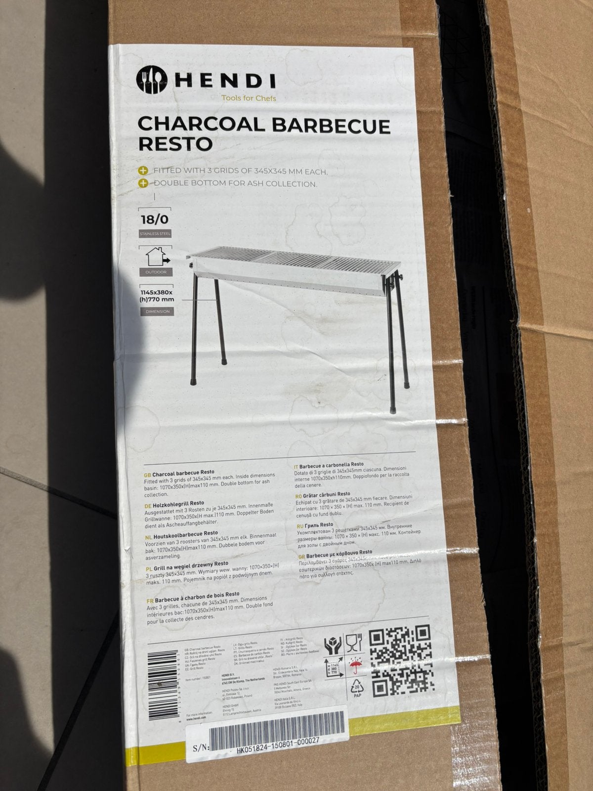 Hendi Resto houtskoolbarbecue van Makro., Gebruikt, Aaa, Met accessoires, Ophalen of Verzenden