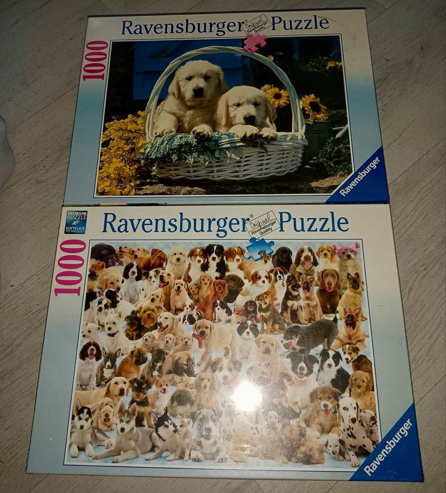Nieuw in plastic! 2x Ravensburger puzzel 1000 stukjes(Hond), Ophalen of Verzenden, 500 t/m 1500 stukjes, Nieuw, Legpuzzel