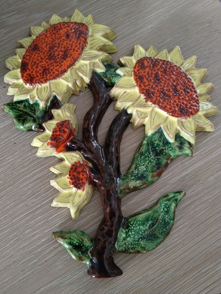 Vintage Fat Lave keramiek wandsculptuur bloemen Jaren 60,, Ophalen of Verzenden, Zo goed als nieuw