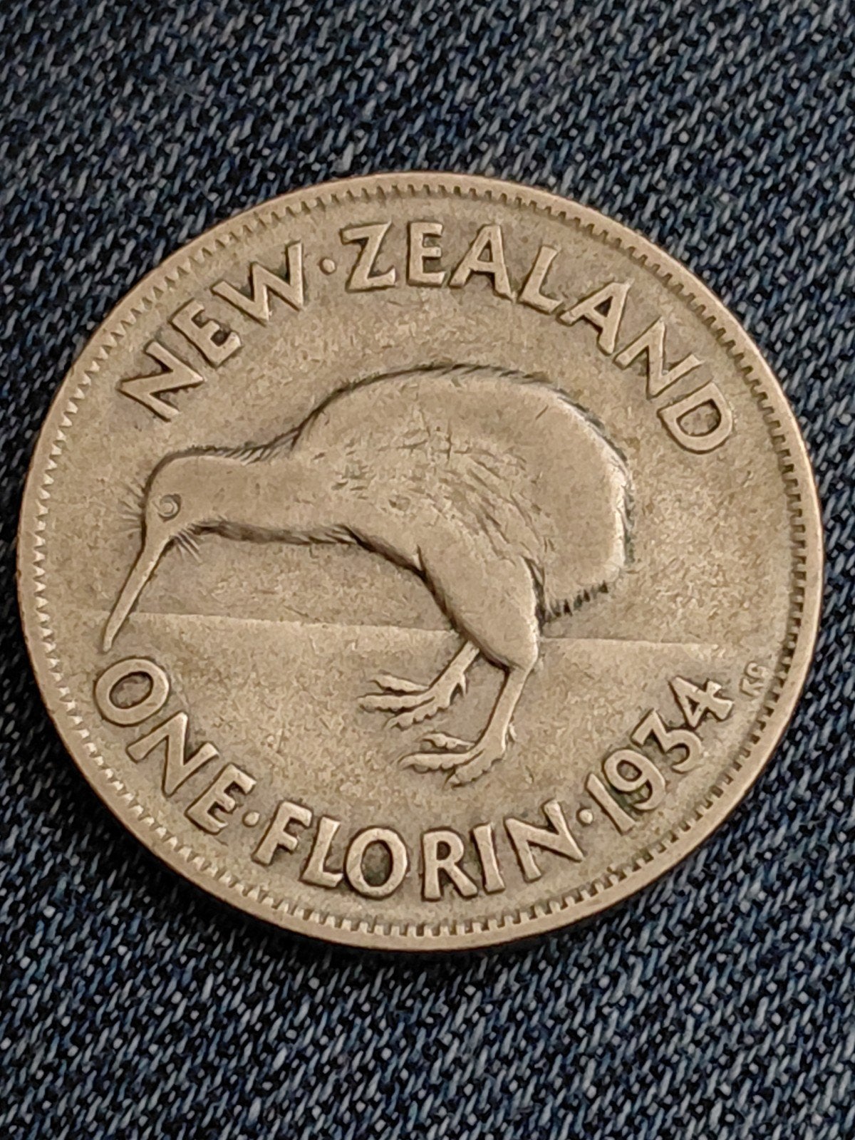 Nieuw-Zeeland 1 Florin 1934 George V - Zilver, Postzegels en Munten, Munten | Oceanië, Verzenden, Losse munt, Zilver