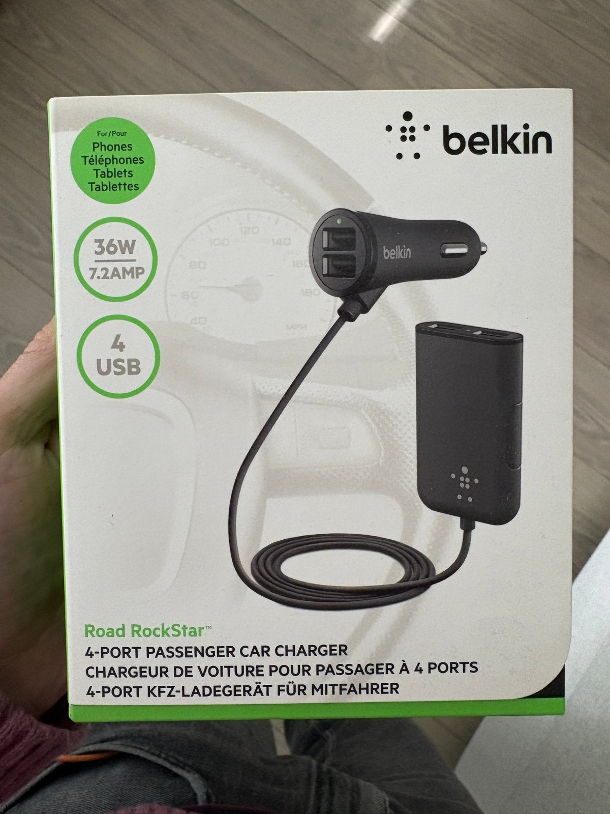 Belkin Road RockStar USB Autolader 4 poorten 36W, Ophalen of Verzenden, Nieuw