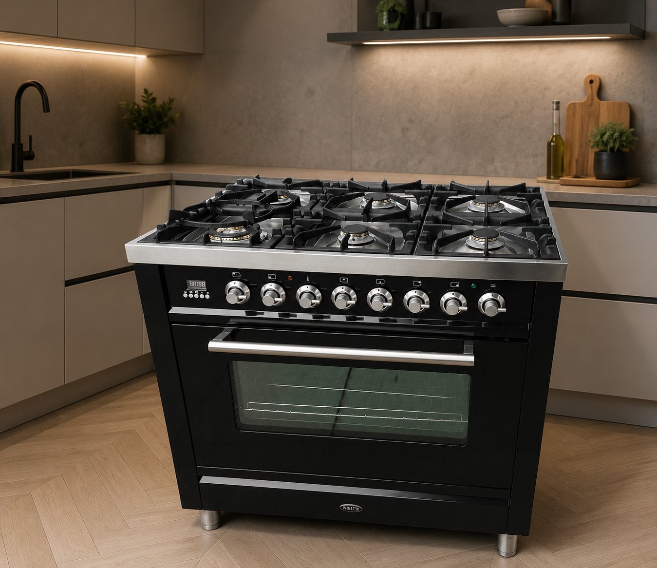 Boretti gasfornuis 6 pits , 90cm breed, Witgoed en Apparatuur, Ovens, Ophalen, Zo goed als nieuw, Hete lucht, 60 cm of meer