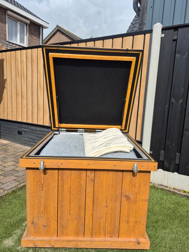 Houten opbergkist / kussenbak voor buiten, Tuin en Terras, Ophalen, Gebruikt, Hout, Overige typen