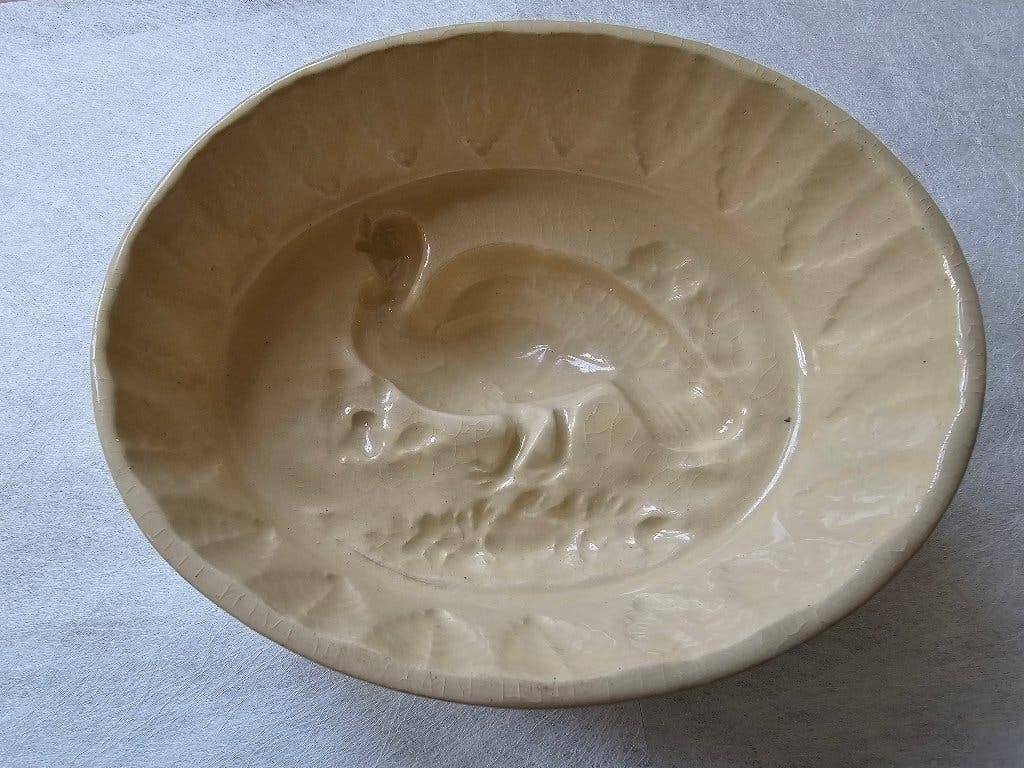 Antiek pate vormschaaltje met een fazant afbeelding., Antiek en Kunst, Ophalen of Verzenden