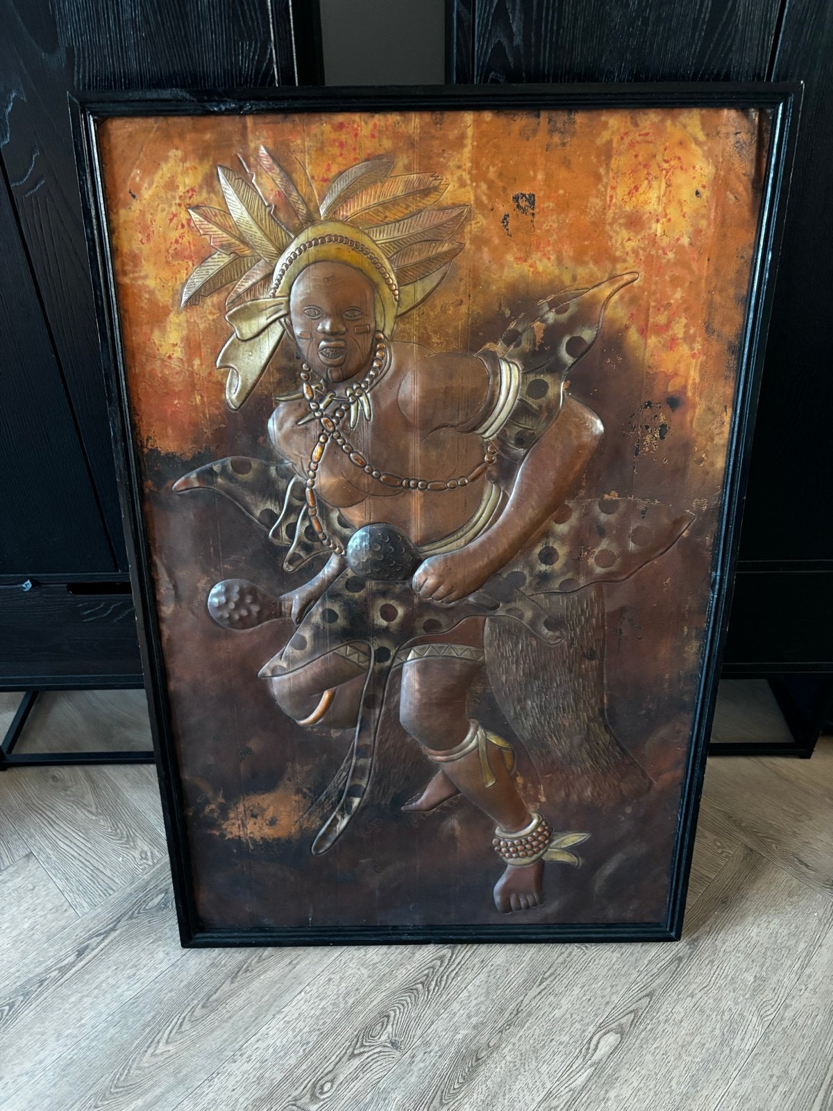 Afrikaans koperen reliëf kunstwerk - Wanddecoratie, Ophalen, Wanddecoratie, Afrika, Handgemaakt