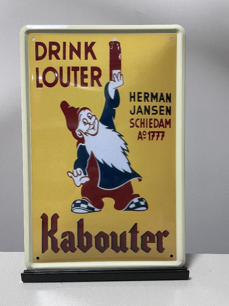 Drink louter Kabouter metalen reclamebord (Old Look), Ophalen of Verzenden, Nieuw, Reclamebord, Plaat of Schild, Overige merken