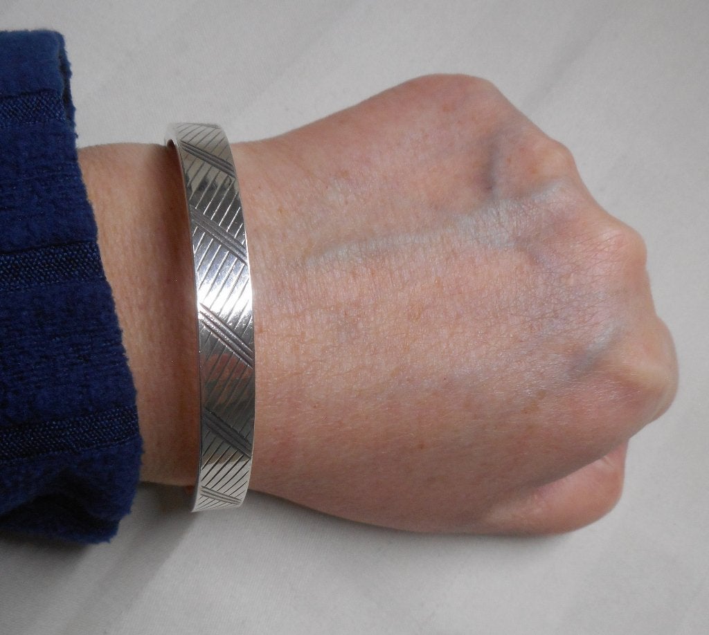 Zilveren gedecoreerde vintage slavenarmband nr.1290